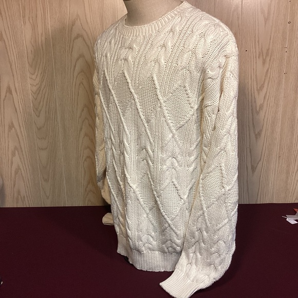 L. Etienne Pour Homme Men’s Cable Crewneck Cotton Sweater Made USA size XL Tall - Picture 5 of 9